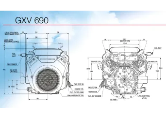 Honda GXV-690 Függőleges tengelyű Traktor motor